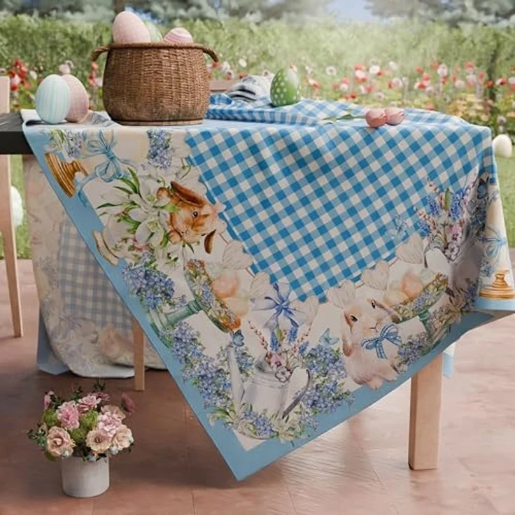 PETTI Artigiani Italiani - Tischdecke für Ostern, schmutzabweisend, rechteckig, für Ostern, Küche, Design Vichy X24, Sitzer (140x450 cm), 100% Made in Italy – Bild 3