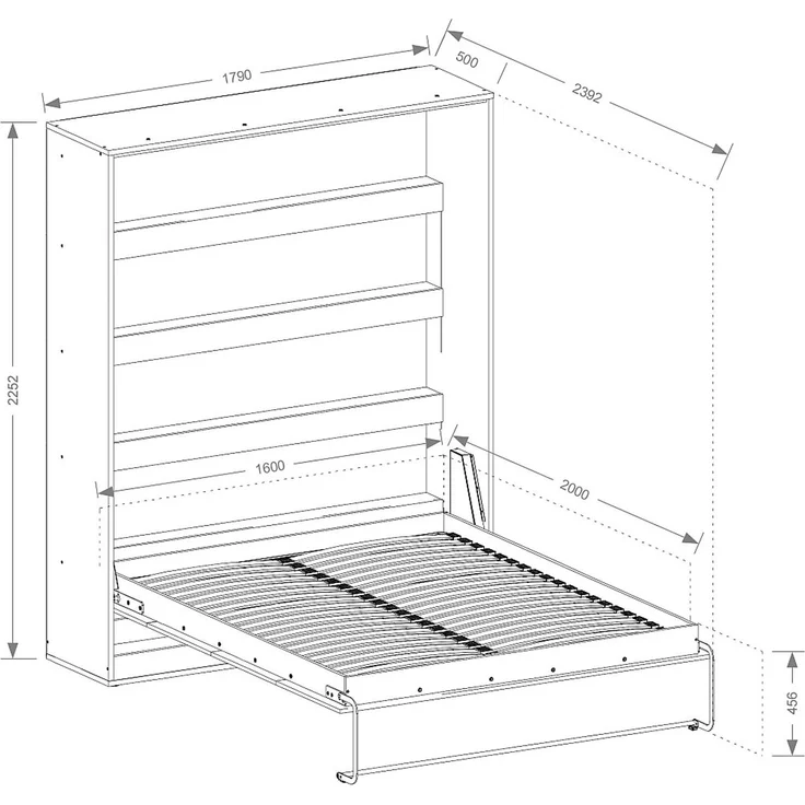 Vente-unique - RAPILI - Schrankbett - Metall - Beige, Naturfarben hell - 179 x 239.2 x 225.2 cm – Bild 8