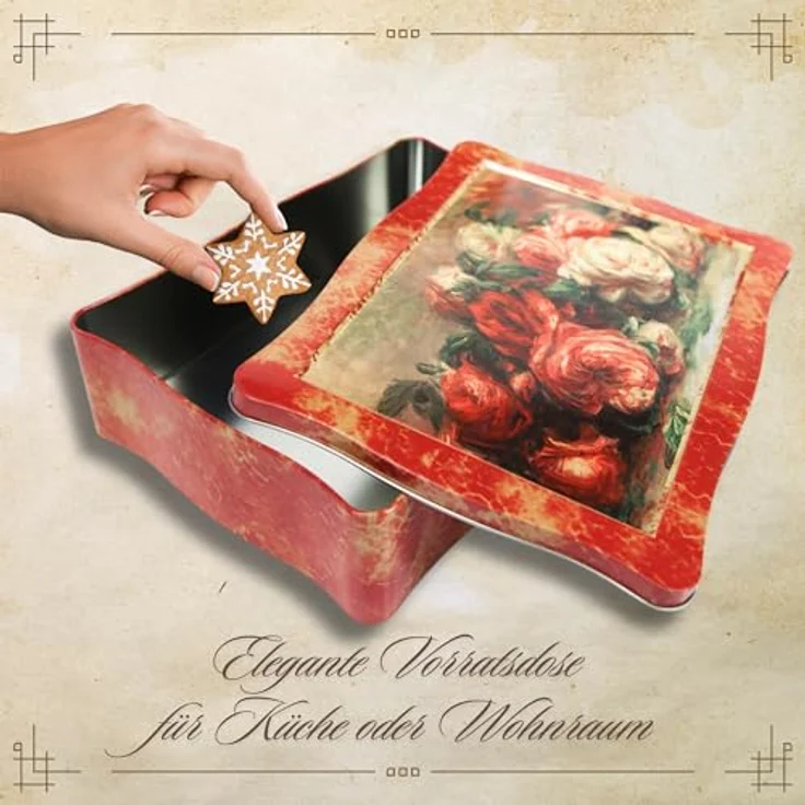 MediMuc Keksdose nostalgische Keksdose, Rosendose, Rosengemälde des Malers Renoir – Bild 5