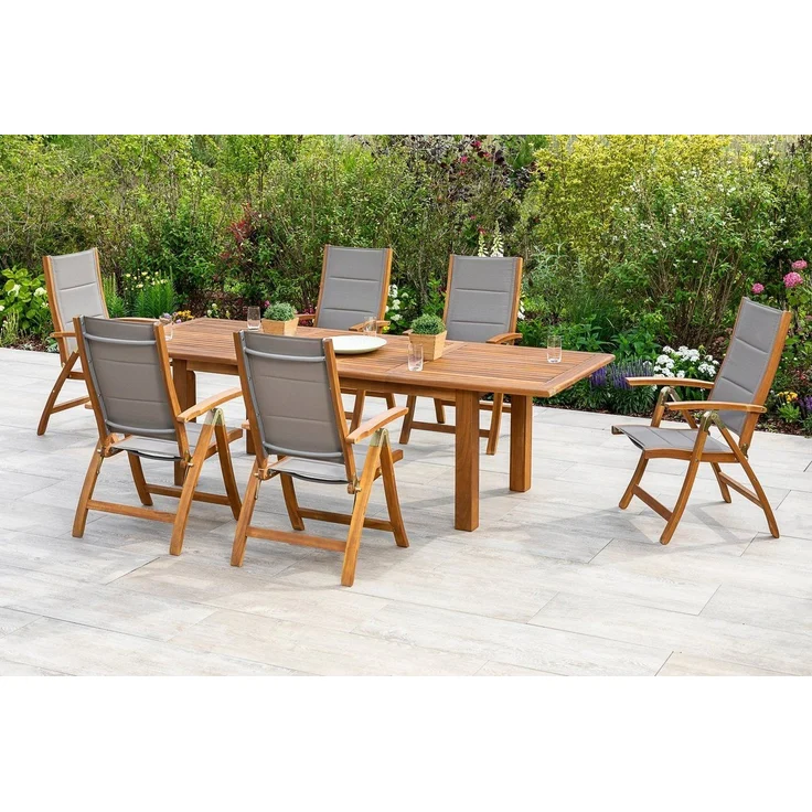 MERXX Garten-Essgruppe Acapulco, (7-tlg), 6 Stühle mit ausziehbarem Tisch – Bild 2