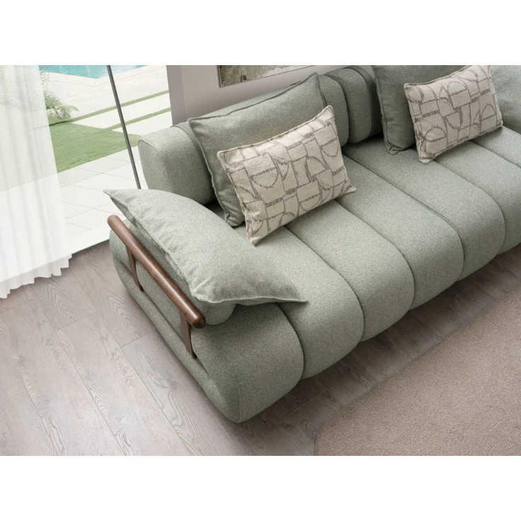 Sitzgruppe/Sofa Set - Wohnzimmergarnitur "Luccani" 3 Sitzer + Ecksofa + Mittelkonsole +1 Sitzer-White/Mintgrün – Bild 7