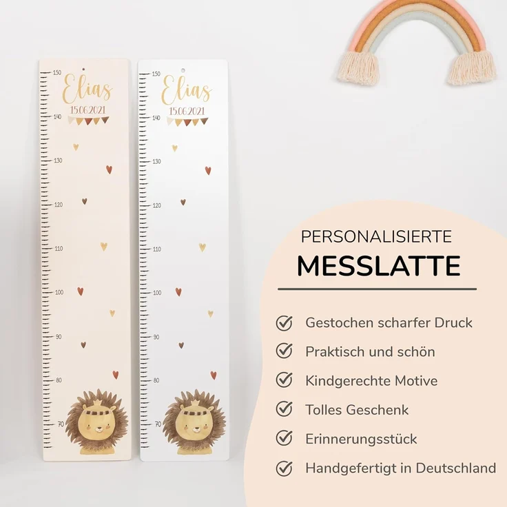 KIDSMOOD - Messlatte für Kinderzimmer Personalisiert, 70-140 cm - Messlatte Kinder Holz personalisiert Mit Namen für Baby- & Kleinkinderzimmer - Individuelles Geschenk für Kinder und Babys zum Geburt – Bild 5