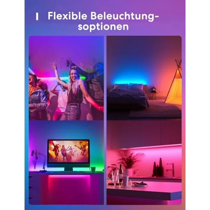 meross Led Strip 5m funktioniert mit Apple HomeKit, WLAN Led Streifen, Smart RGBWW Strip kompatibel mit Alexa und Google, für Zuhause, Party, Weihnachten – Bild 5