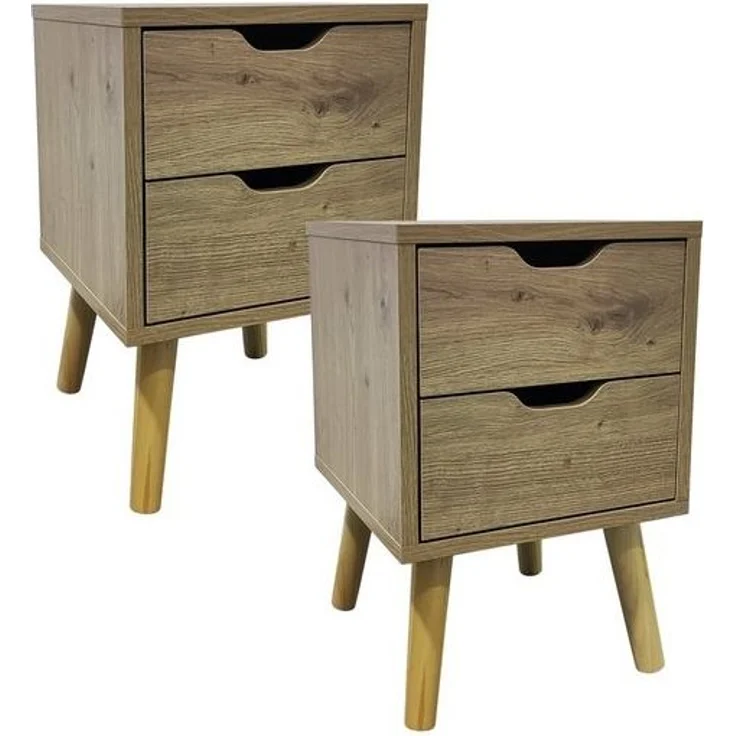 HTI-Living Nachttisch Nachttisch 2 Schubladen 2er-Set (Set, 2-St, 2 Nachttische), Beistelltisch Kommode – Bild 1