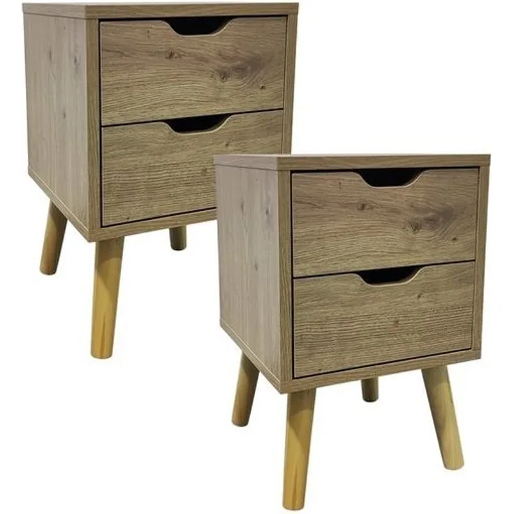 HTI-Living Nachttisch Nachttisch 2 Schubladen 2er-Set (Set, 2-St, 2 Nachttische), Beistelltisch Kommode