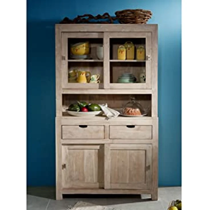 Buffet Akazie 110x45x190 white stone getüncht NATURE WHITE #64 – Bild 4