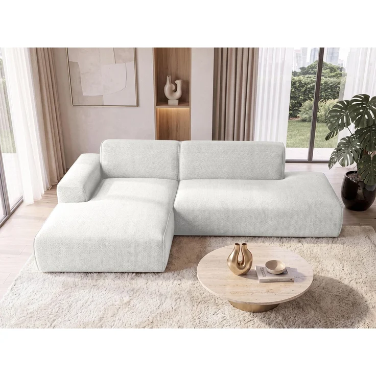 AX LIVING Ecksofa Modern Didim Duo 284 cm Weiß Chenille Eckcouch L – Bild 2