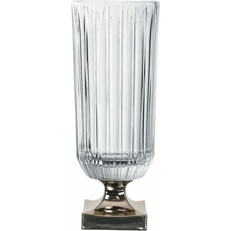Nachtmann Vase Minerva Platin auf Fuß, Kristallglas, Klar / Platin, 40 cm, 104165