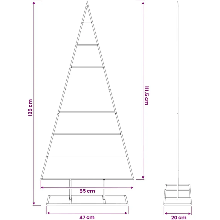 vidaXL Metall Weihnachtsbaum KUOPIO 125 cm Stahl Weiß 42053830 – Bild 7