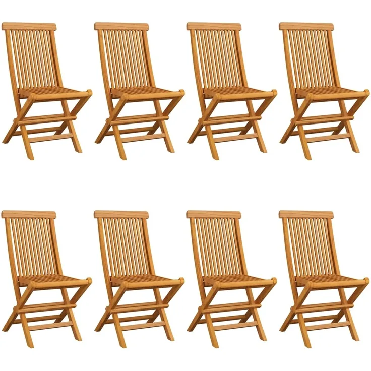 vidaXL Gartenstühle mit Schwarzen Kissen 8 Stk. Massivholz Teak 3072939