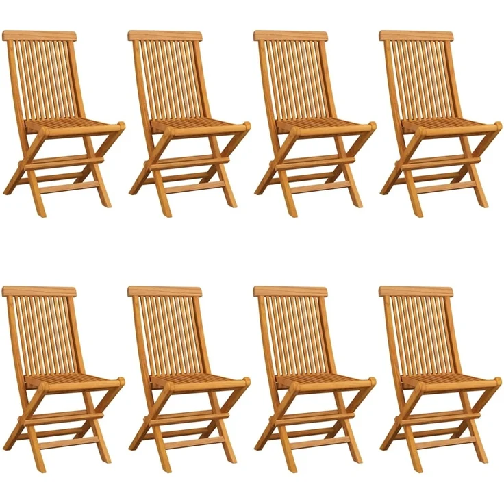 vidaXL Gartenstühle mit Schwarzen Kissen 8 Stk. Massivholz Teak 3072939 – Bild 1