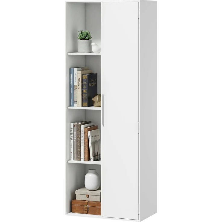 MELAYR, 4-stöckiges Bücherregal mit verstellbaren Regalböden, 60 x 35 x 160 cm, Weiß – Bild 2