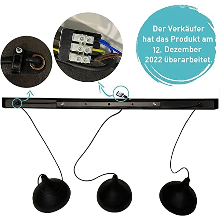 Bamyum Pendelleuchte Bamyum Pendelleuchte Schwarz, Adash, 3 Flammige Metall Ø26 cm Lampe, ohne Leuchtmittel – Bild 8