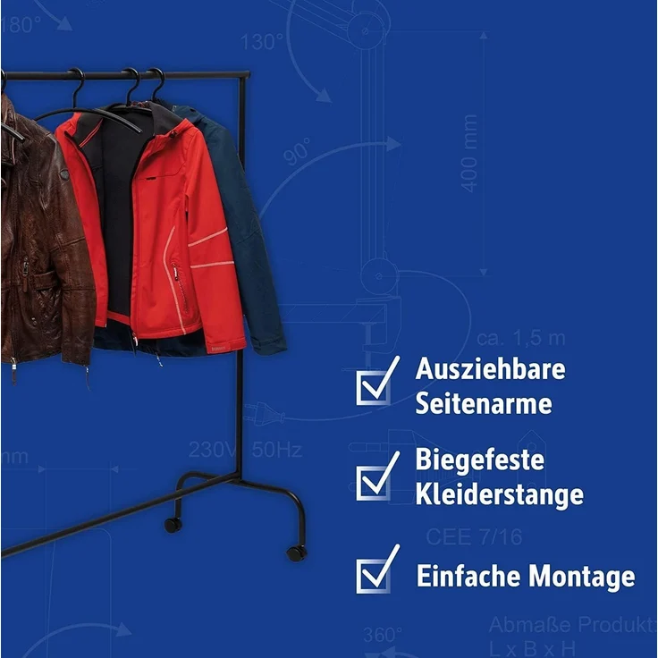 Maul Reihengarderobe Maullimbo Kleiderstange 151cm schwarz – Bild 4