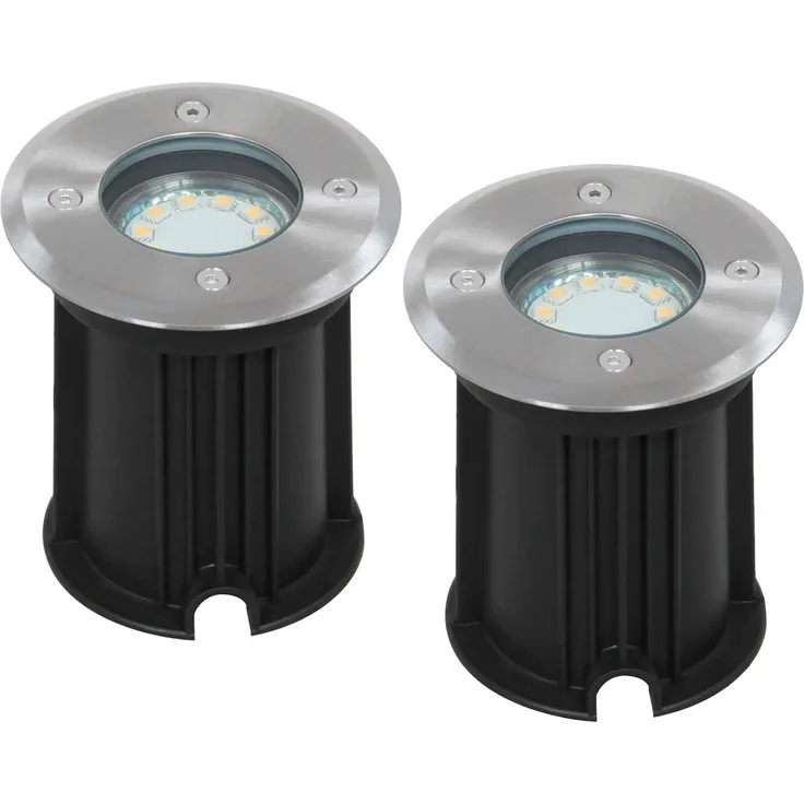 2er-Set LED Bodeneinbaustrahler, rund, belastbar bis zu 800 kg