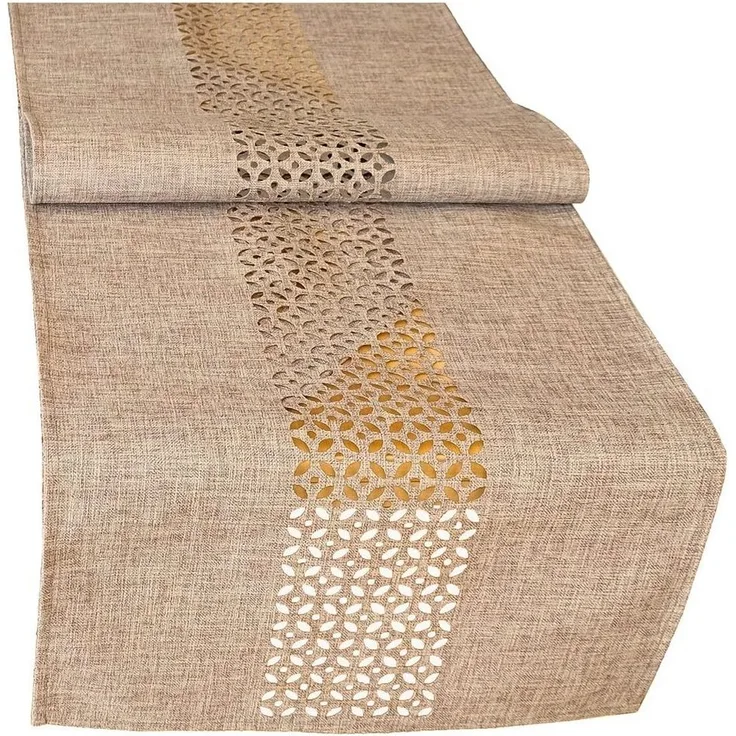 matches21 HOME & HOBBY Tischdecke Tischläufer Durchbrochene Ornamente hellbraun 40x140 cm (1-tlg)