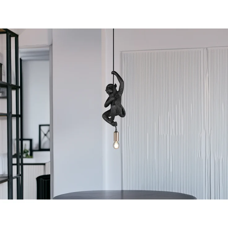 Kleine LED Pendelleuchte einflammig Affenlampe Schwarz, Breite 14,5cm – Bild 6