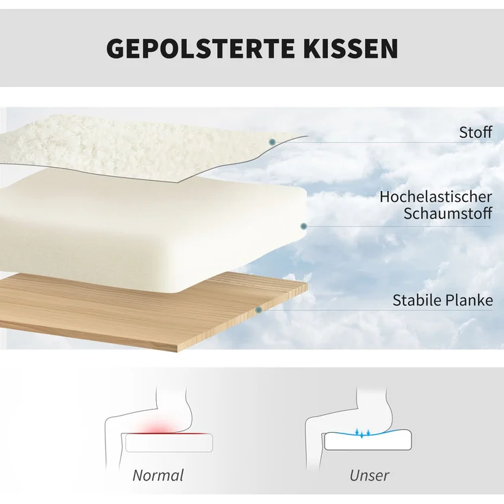 MELAYR, Drehbarer Bürostuhl mit Rollen, Schreibtischstuhl, Fleece-Stoff, Schaumstoff, 63.3 x 60.7 x 84 cm, Cremeweiß – Bild 6