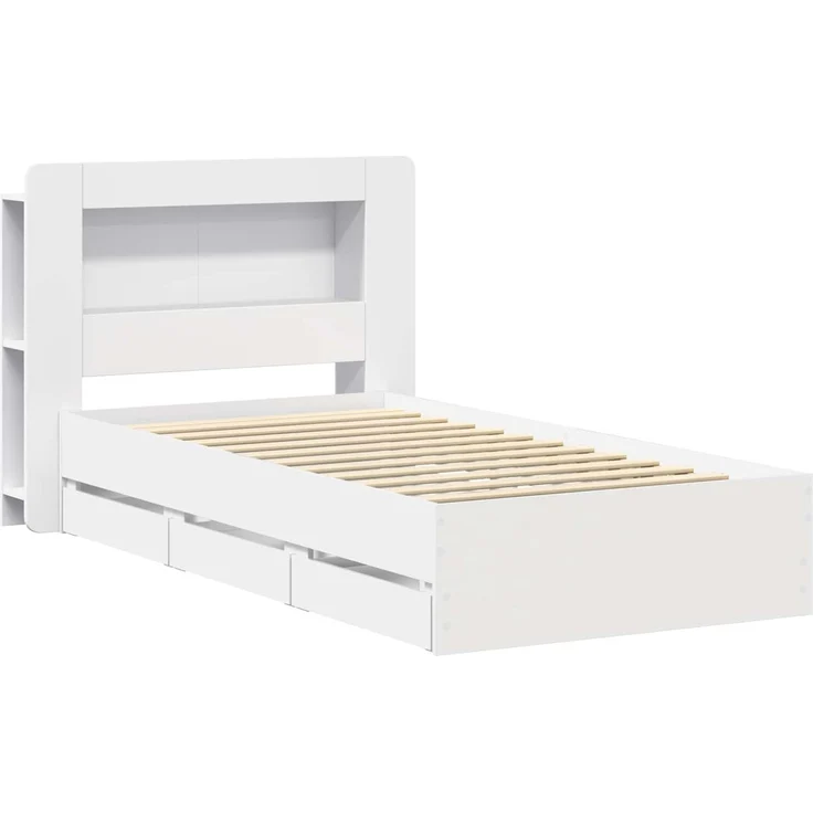 vidaXL Bettgestell mit Stauraum und Kopfteil Weiß 75 x 190 cm 3433996 – Bild 3