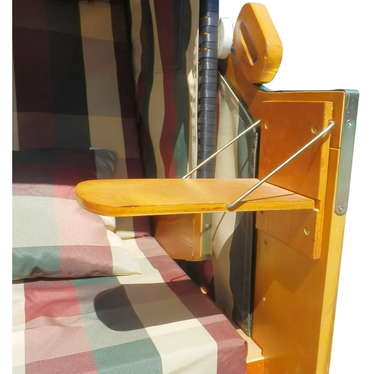 BRAST Strandkorb Deluxe 2-Sitzer XXL für 2 Personen 120cm breit mehrere Designs incl. Abdeckhaube Farbe Karo Rot/Grün/Beige – Bild 3