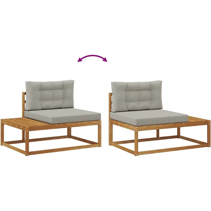 vidaXL Outdoor-Sofagarnitur 4 stk. 4-Sitzer Natur und Hellgrau 3368134 – Bild 9