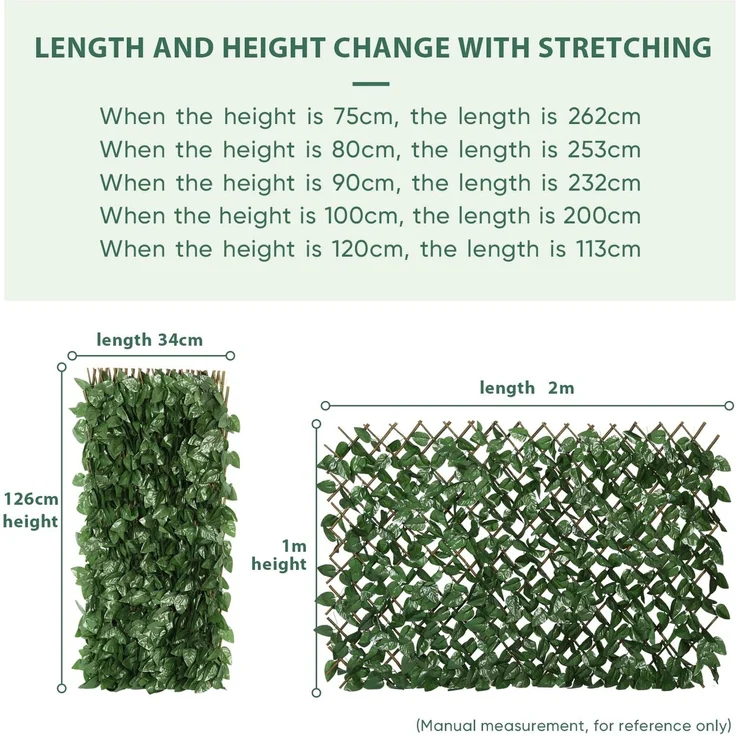 Sekey Efeu Sichtschutz 100 x 200 cm mit Kabelbinder, künstliche Hecke Sichtschutz Ohne Bohren, Balkon Sichtschutz Kunstpflanzen Sichtschutzfächer für Balkon Garten, Blatt A – Bild 3