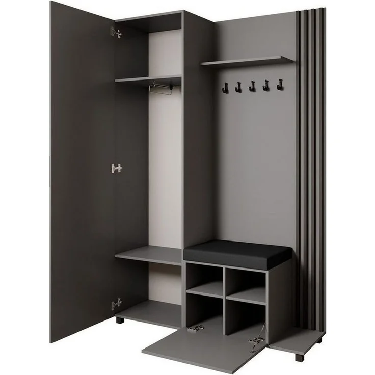 Beautysofa Garderoben-Set Livia – Design, Funktion und Ordnung in Perfektion, (Geräumiger Schuhschrank, mit praktischer Kleiderstange) – Bild 1