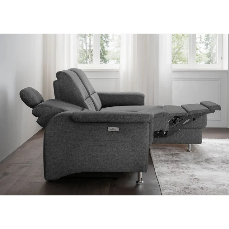 Ecksofa >Ludwigshafen< Motor-funktion, Kopfstütze, Stauraum, anthrazit - 231x113x165 (BxHxT) – Bild 5