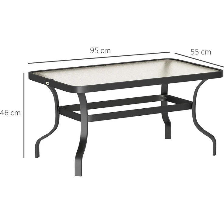 Outsunny Beistelltisch Hartglas, mit Wellendesign, Abgerundete Ecke (Kaffeetisch, 1-St, Rechteckiger Couchtisch), Gartenmöbel für Wohnzimmer, Garten, Terrasse, Balkon – Bild 3