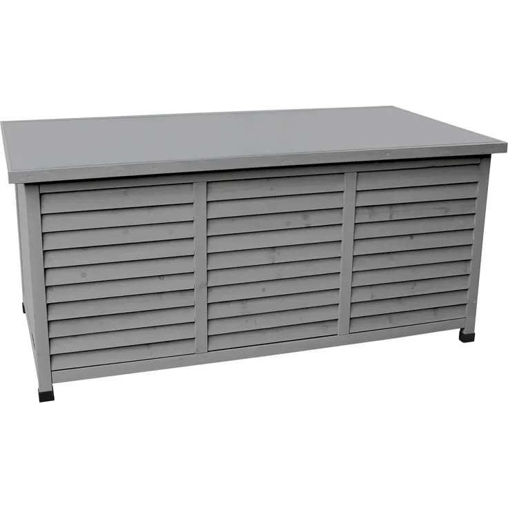 LECO Kissenbox VINTAGE, Tannenholz anthrazit lasiert, Stahlblechdeckel anthrazit, 132 x 66 x 61 cm