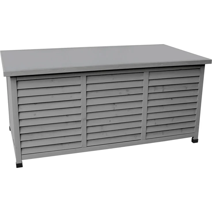 LECO Kissenbox VINTAGE, Tannenholz anthrazit lasiert, Stahlblechdeckel anthrazit, 132 x 66 x 61 cm – Bild 1