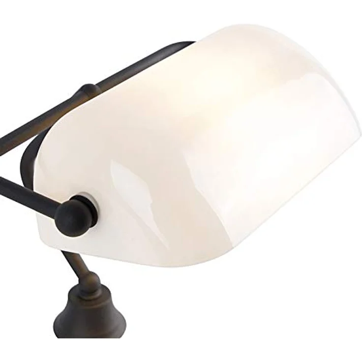 QAZQA Klassische Notarlampe schwarz mit Opalglas, Dimmbar, 34,5 cm Höhe – Bild 9