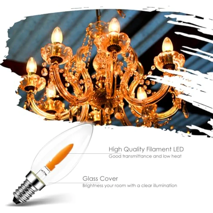 LVWIT LED Kerzen Glühbirne Flackernde Flamme E14 Warmweiss 1W, Flammeneffekt Stimmungslicht Flackerlampe 1800K für Zuhause Garten Bar Halloween Weihnachten, Ersetzt 3W Glühlampen, 6er Pack – Bild 5