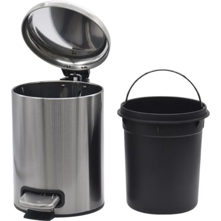 Euroshowers GmbH Kosmetikeimer Classic Chrom, 3 Liter mit Pedal, Inneneimer und soft-close Deckel