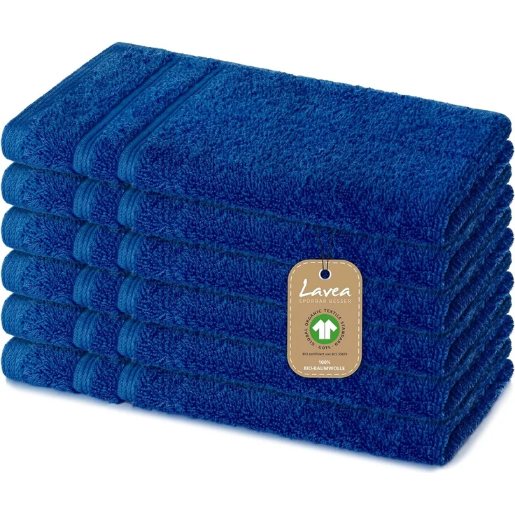 Lavea Gästehandtuch Bali, 30x50cm aus 100% Bio-Baumwolle, einzigartig weiche Gästetücher mit Aufhänger (Set, 6-St), hochwertiges und nachhaltiges Premium Gästetuch – saugstarke Faser – Bild 1