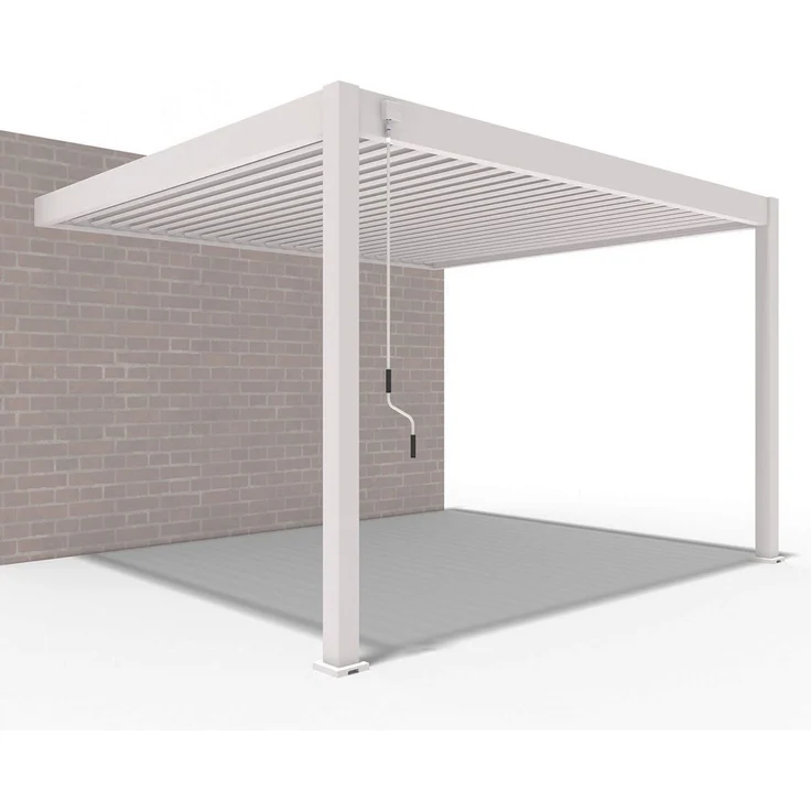 Weide Deluxe Wand-Pergola Voll-Aluminium 3,6x4m mit Lamellendach Ivory Sand – Bild 1