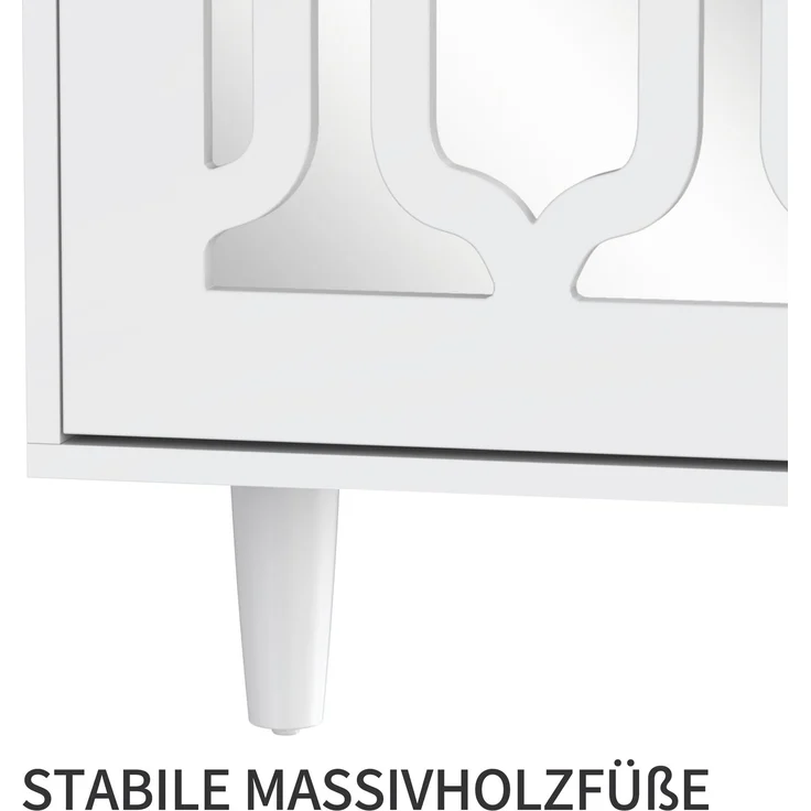 Weiß verspiegelte Anrichte mit kühlen Kristallgriffen, für Wohn- und Esszimmer, 147,5 x 40 x 102cm – Bild 9