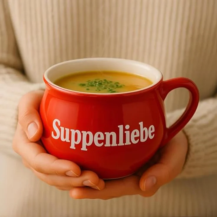 BURI Suppentassen 8er-Set aus Keramik | Bunte Henkel-Schüsseln mit Sprüchen | 400 ml | Spülmaschinenfest & mikrowellengeeignet | Mediterraner Stil – Bild 8