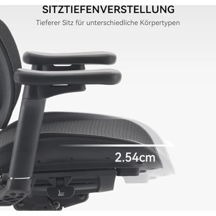 SIHOO Doro S100, Ergonomischer Bürostuhl mit dualer dynamischer Lordosenstütze, 5-fach verstellbarer Rückenlehne und 4D-Armlehnen, Schwarz – Bild 5