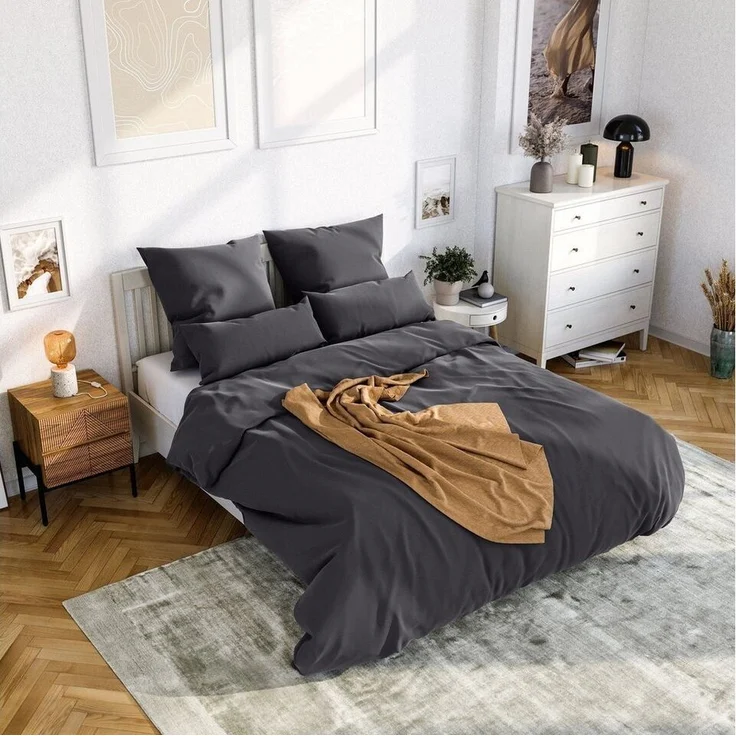 Wolkenfeld Bettwäsche Mikrofaser 4 tlg - Allergiker Bettwäsche einfarbig - unfassbar weich, Mikrofaser, 4 teilig, 135x200 cm, 155x200 & 155x220 I inkl. 2x Kissenbezüge 80x80 I Uni – Bild 5
