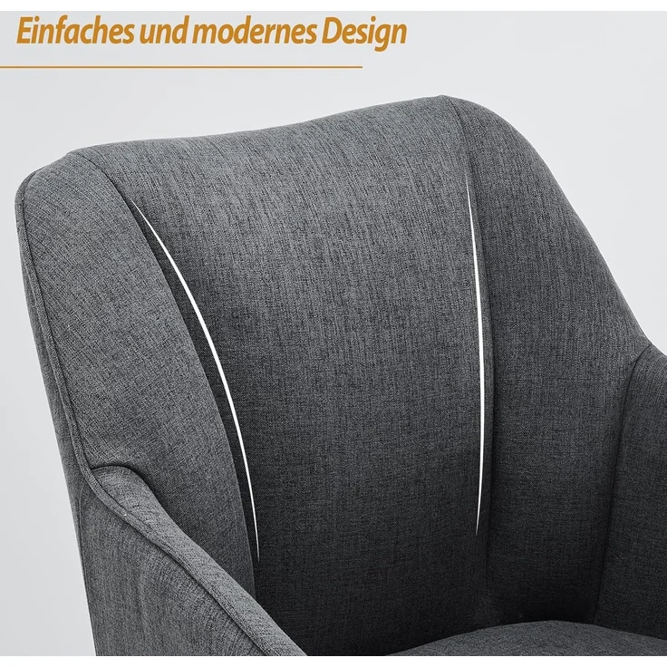 TUKAILAI Esszimmerstühle 2er Set aus Leinen,Küchenstuhl Polsterstuhl Armlehnstuhl mit Armlehnen,Rückenlehnen,weiche Sitzpolster,Metallbeinen,Modern Sessel für Küche Esszimmer Wohnzimmer,Dunkelgrau – Bild 5