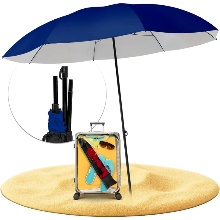 Styngard Sonnenschirm Reise Sonnenschirm Nizza, LxB: 180,00x155,00 cm, mit UV Schutz 50+ - Strandschirm Sonnenschirm Strand mit Abspannleinen – Bild 1