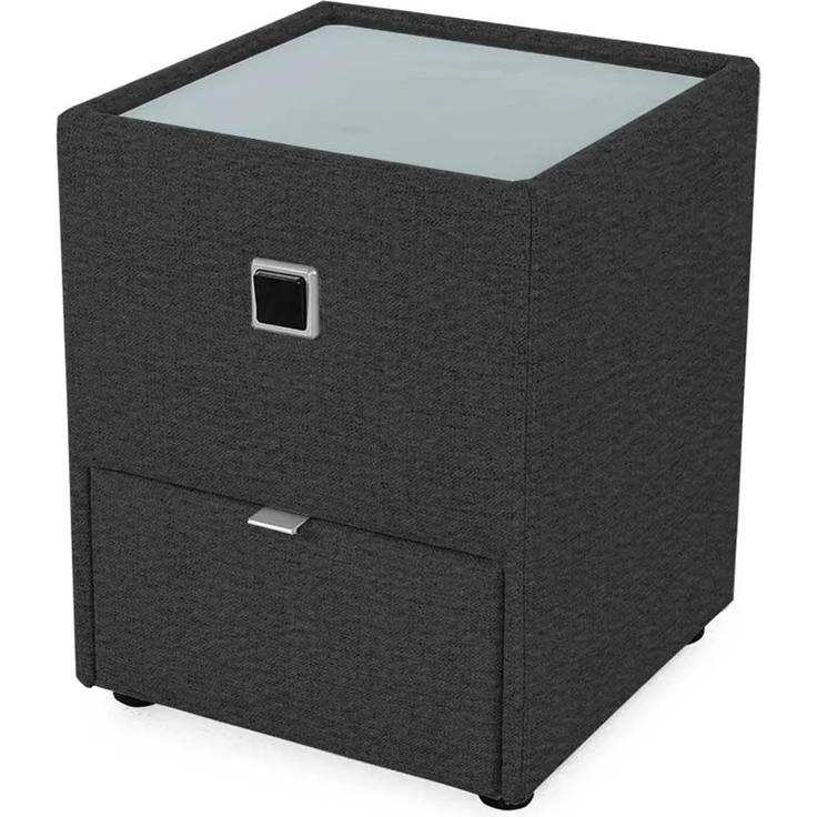 Nachttisch Lukas / Lancy, Stoff, Schwarz, 43 x 53 x 43 cm – Bild 1