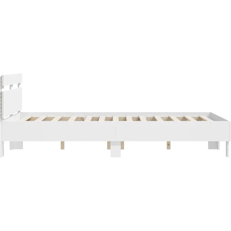 vidaXL Bettrahmen mit LED-Lichtleisten Weiß 137 x 190 cm Holzwerkstoff 3402851 – Bild 8