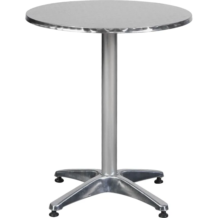 Bistro Akur + Balkonmöbel Cafetisch Ø60 cm höhenverstellbar Aluminium Look