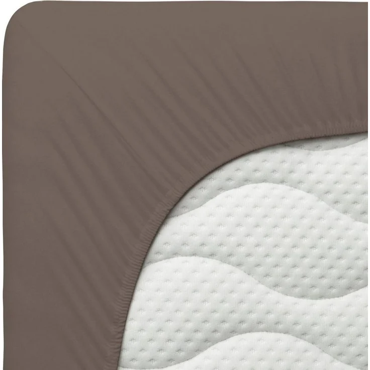 Schlafgut Spannbettlaken Premium, Gummizug: rundum, (1 Stück), Mako-Zwirn-Jersey, Sand Deep, L 140x200cm - 160x220cm – Bild 4