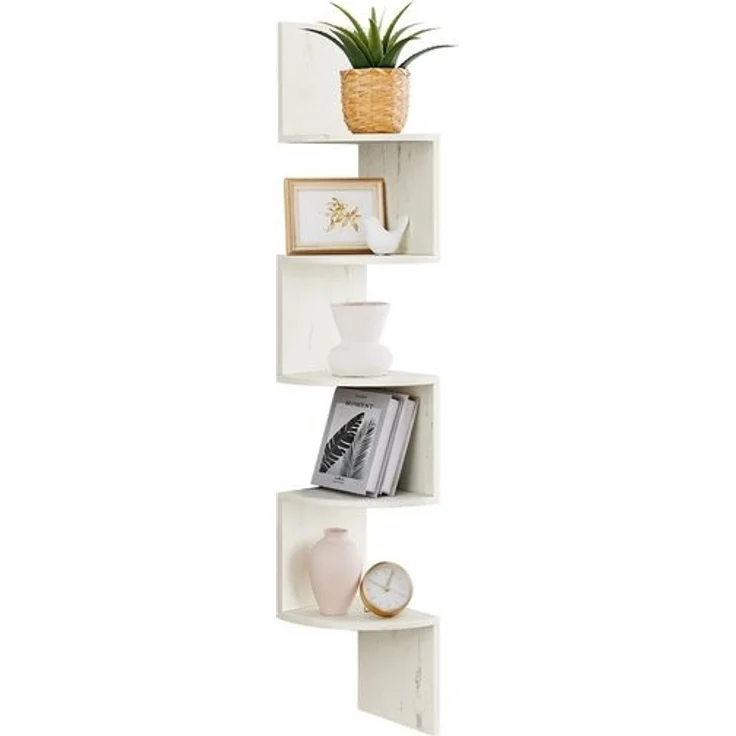 Vasagle Eckregal, Wandregal 5 Ebenen, Schweberegal für Bücher, Bücherregal, Pflanzenregal für Schlafzimmer, Wohnzimmer, Badezimmer, Homeoffice, vintageweiß，LBCDE072W02 – Bild 5
