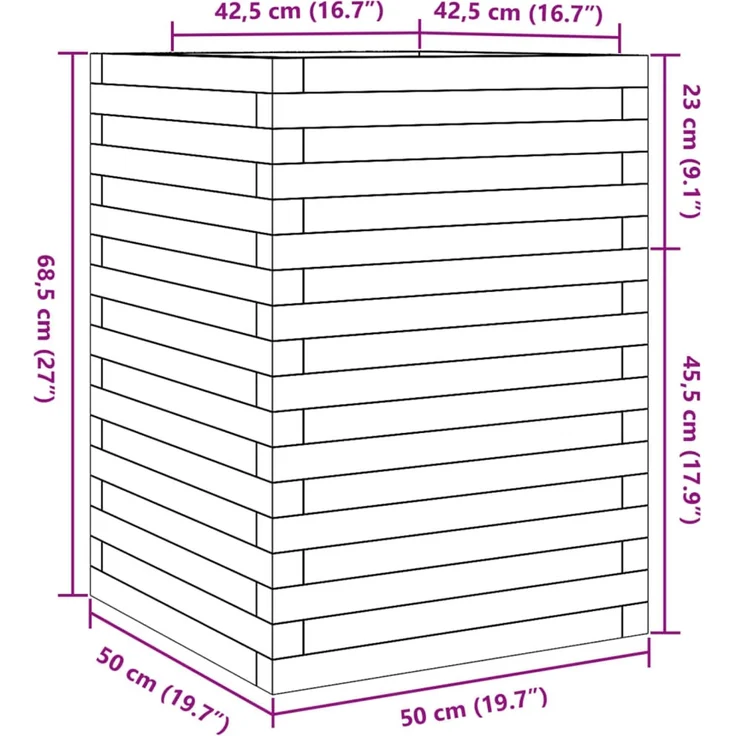 vidaXL Pflanzkübel 50x50x68,5 cm Massivholz Kiefer 3282464 – Bild 9