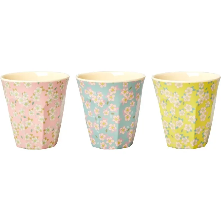 rice Becher Rice Melamin Becher Medium 3er Set - Blumenmuster, Melamin