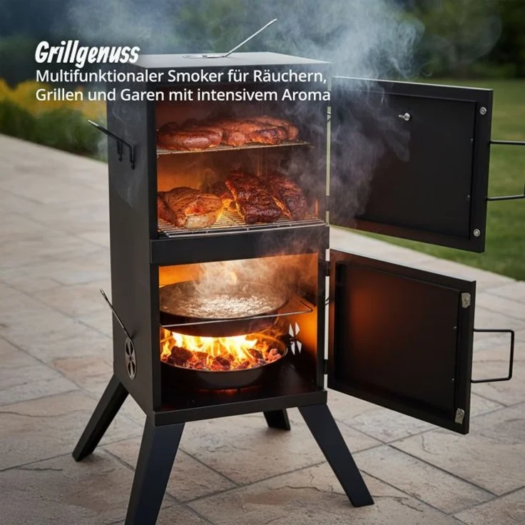 Relaxdays Räucherofen für Fleisch & Fisch, 108,5 x 57 x 56 cm – Bild 2